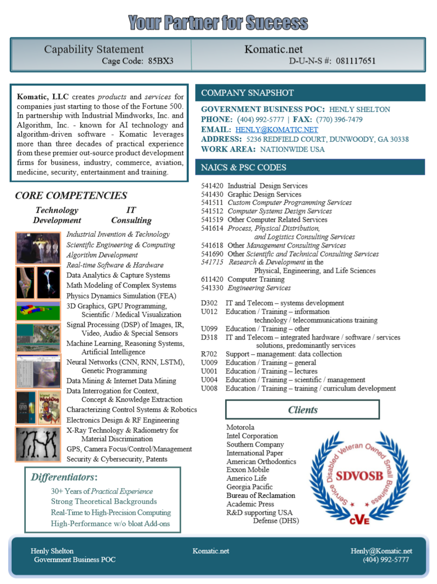 Komatic, LLC Showcard